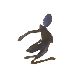 Modernist Wrought Iron Kneeling Figure Sculpture Abstract Contemporary Metal Art